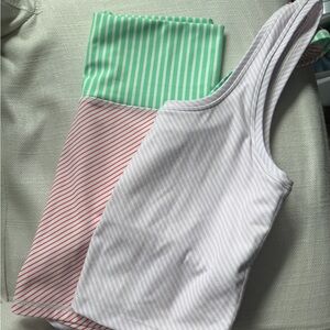 Terez Lavender and White Striped Set